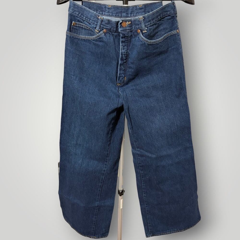 Vintage 70s Sticky Fingers USA Jeans Wide Leg Flare Dark Blue 33x29 Talon Zip